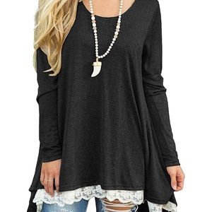 Women's Lace Long Sleeve Tunic Top Blouse